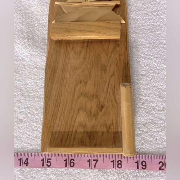 SOLD-Vintage Handmade Hand Carved Wood Notepad And Pen Holder - Picture 8 of 9